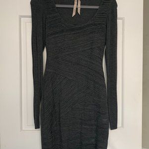 Bailey 44 Scoop Neck Ribbed Dress Charcoal Size S